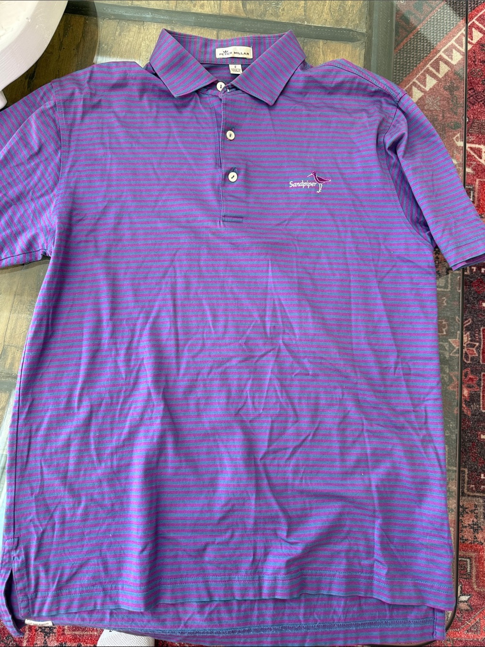 Peter Millar Purple and Blue Slim-Stripe Polo